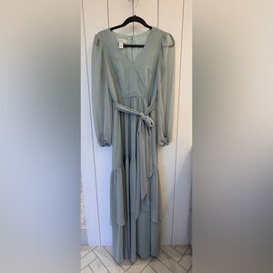 Elegant pale blue/grey Maxi Dress